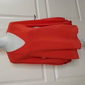 Belongsci women's size medium dark coral V-neck puff sleeve blouse